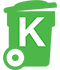 Trash container with letter K icon